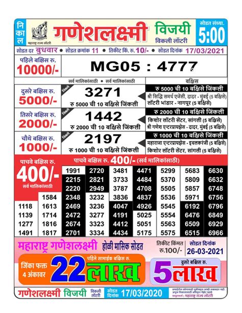 ganesh lakshmi lottery live|Lottery Details.